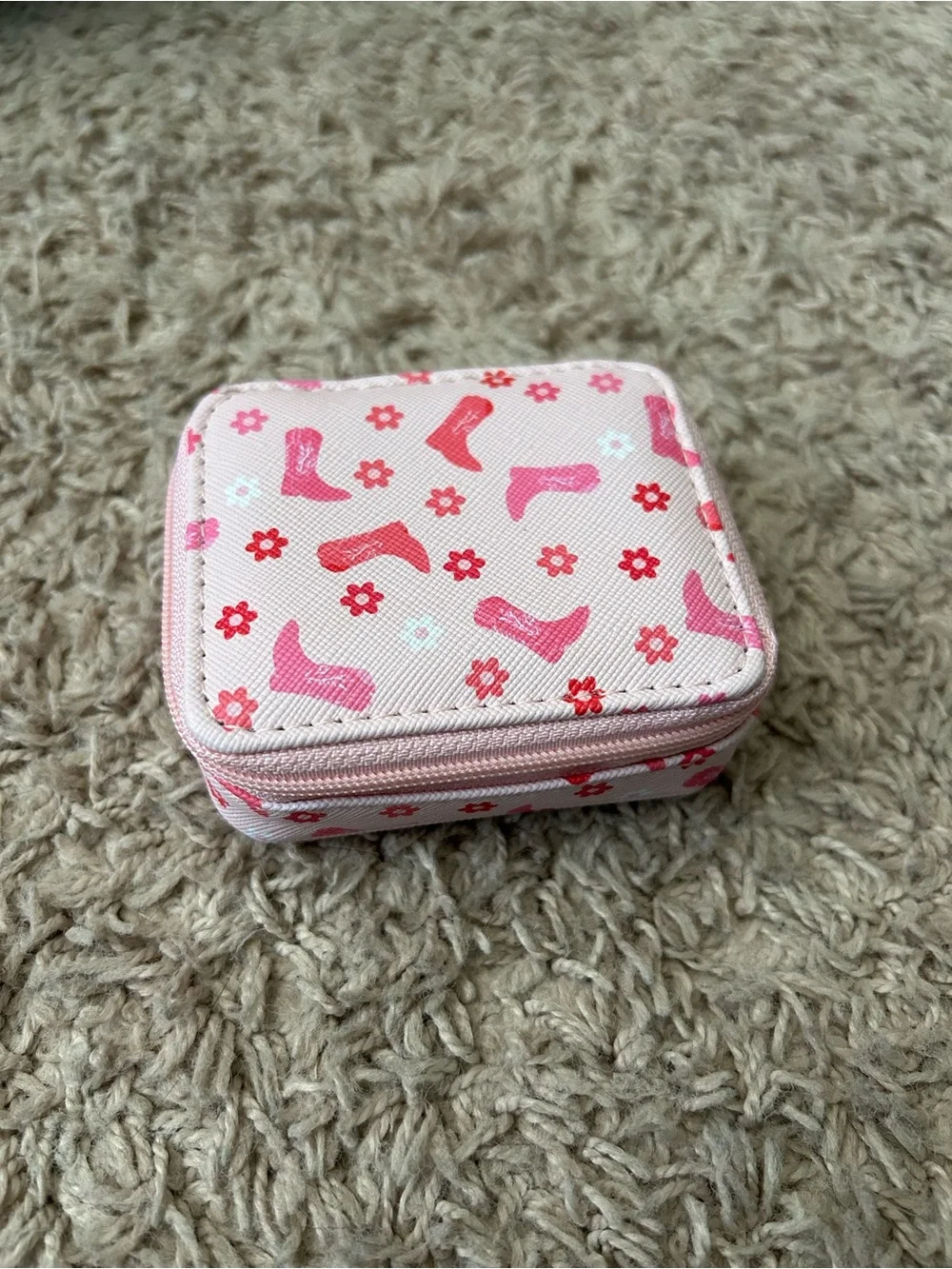 Pink Floral & Boot Medicine Case